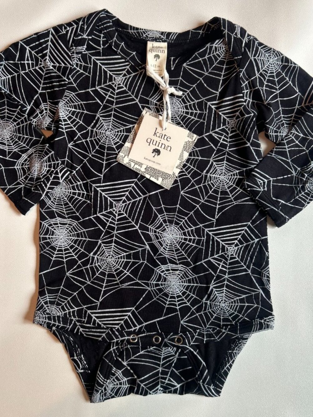 NWT Kate Quinn Spiderweb Bodysuit Bamboo Halloween Baby Newborn/NB 6-12M